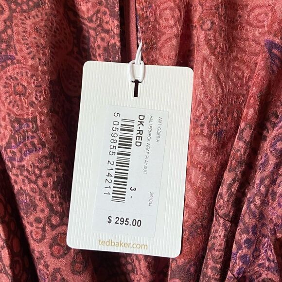 NWT Ted Baker Odesia Purple Pink Romper Print Wrap Front Size 8 - Picture 13 of 16